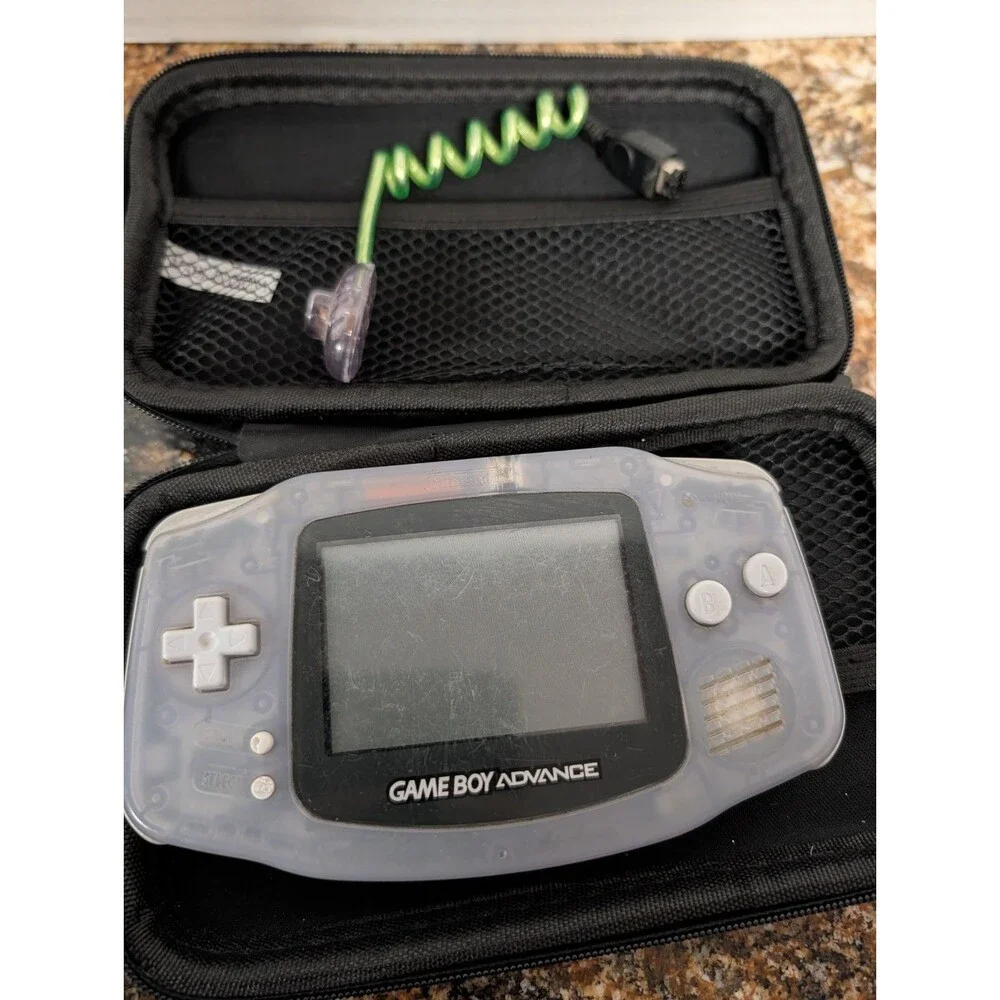 Nintendo Game Boy Advance TESTED NO BATTERY DOOR, DS Lite Cobalt Blue (Crack)